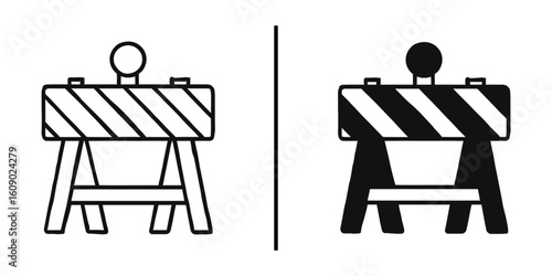 Barrier Warning: A graphic illustration showcases a road barrier in two distinct styles, offering a clear visual warning.