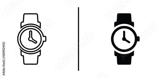 Watch Design Icon: A graphic representation of two watch design icon, perfect for illustrating time-related concepts in a minimalist way.