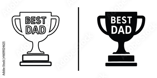 Best Dad Trophy Icon: A visual representation of appreciation and paternal bond, two trophy icons displaying the inscription BEST DAD, a symbol of respect, love and admiration. 