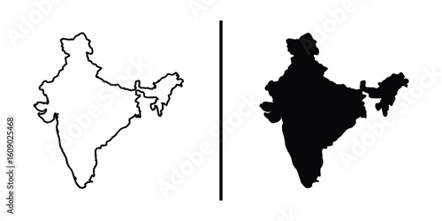 India map outline: A conceptual image presenting two contrasting outlines of the nation, providing a unique visual representation