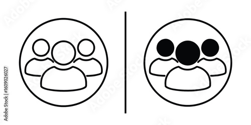 People Icon: Symbolizing inclusion and exclusion, this graphic depicts two circles, one with open figures and the other with closed ones, representing different states of belonging.