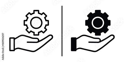 Mechanical Support: A graphic illustration that represents the offering and upholding of technological solutions. Capturing innovation in hand.