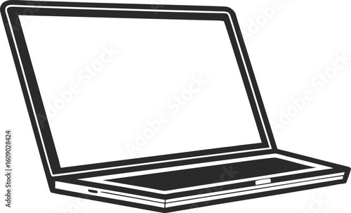 Minimalist laptop silhouette slightly open