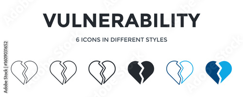 Vulnerability Icon In Different Style Vector Illustration. Designed In Thin Line, Regular Line, Bold Line, Glyph, Color Line, And Color Glyph Style Can Be Used For Web