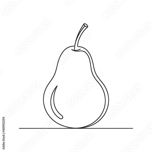 Fresh pear fruit vector line icon representing healthy organic food sweet juicy snack and natural vitamin source for vegetarian diet