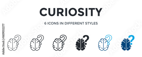 Curiosity Icon In Different Style Vector Illustration. Designed In Thin Line, Regular Line, Bold Line, Glyph, Color Line, And Color Glyph Style Can Be Used For Web