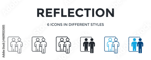 Reflection Icon In Different Style Vector Illustration. Designed In Thin Line, Regular Line, Bold Line, Glyph, Color Line, And Color Glyph Style Can Be Used For Web