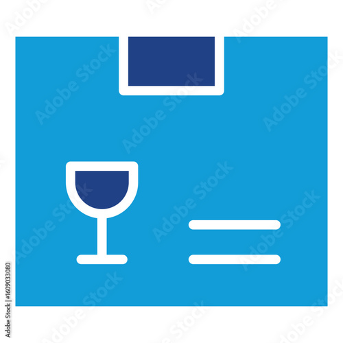 Fragile Package Glyph Blue Silhouette Icon Vector Design - Package with fragile symbol, representing careful shipping, breakable items, or safety marking