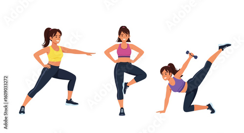 Woman Doing Fitness Exercises with Dumbbells