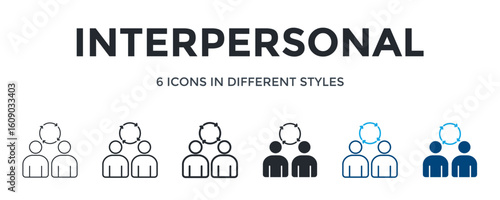 Interpersonal Icon In Different Style Vector Illustration. Designed In Thin Line, Regular Line, Bold Line, Glyph, Color Line, And Color Glyph Style Can Be Used For Web