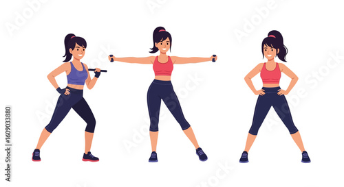 Woman Doing Fitness Exercises with Dumbbells