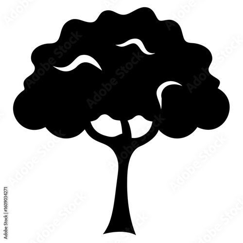Elegant tree silhouette for nature designs, forestry projects, or arboreal themes, perfect for logos, landscaping visuals, and simple icon needs