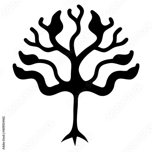 Modern minimalist tree silhouette, a timeless symbol of growth, perfect for branding, nature-inspired designs, or adding an organic touch to any project