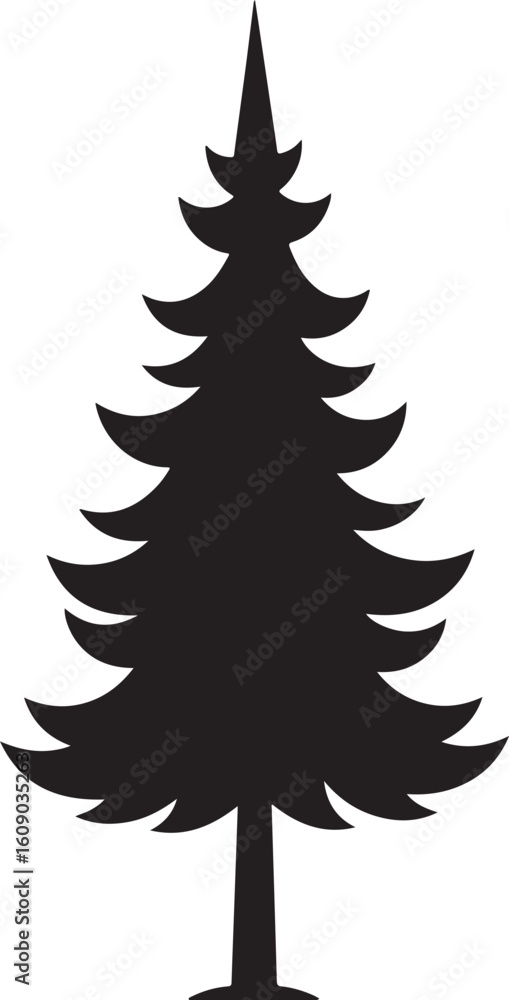 Obraz premium Minimalist pine tree silhouette isolated on transparent background