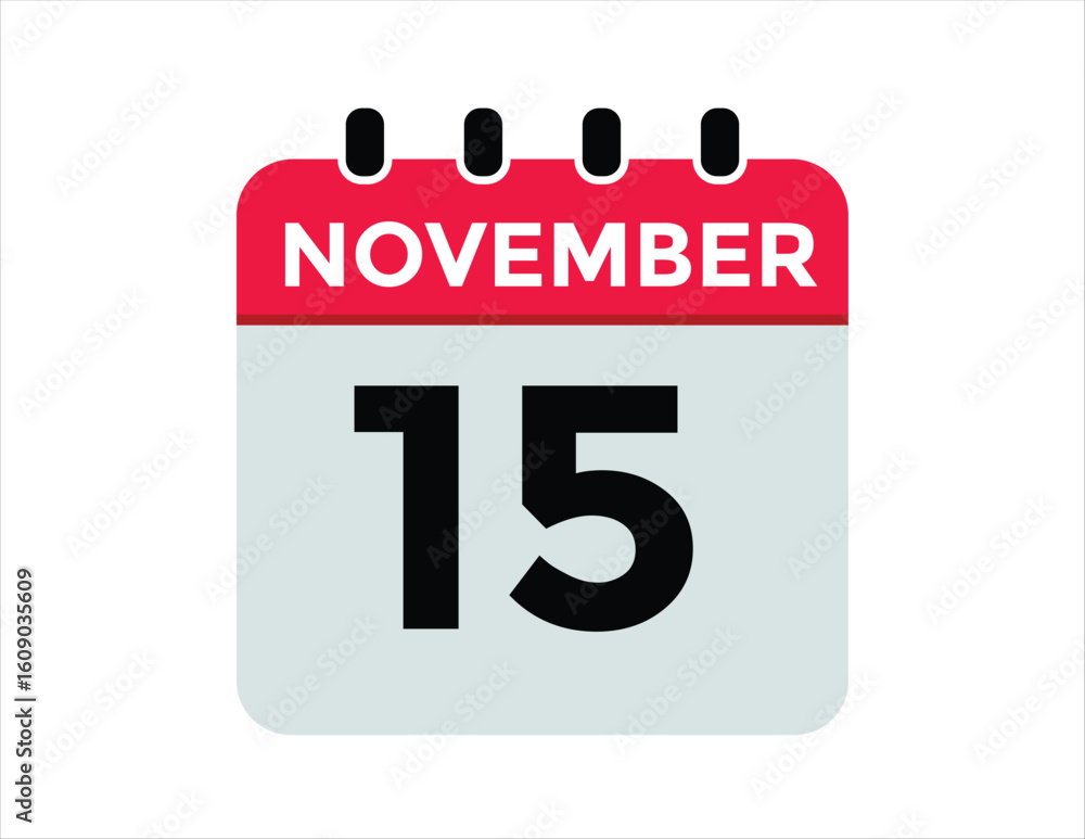 15 November, calendar date icon. 15 November Calendar Date for Deadlines or Appointment. Day, month. vector illustration.
15 November, calendar date icon. 15 November Calendar Date for Deadlines or Appointment. Day, month. vector illustration.