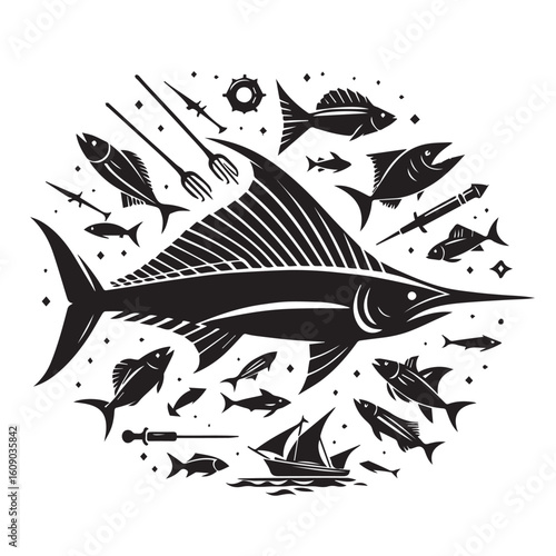 Sword fish on a white background