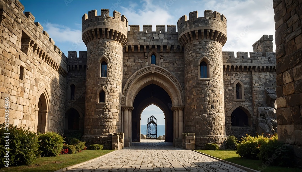 Naklejka premium Ancient stone gatehouse