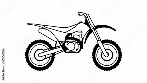 Outline Dirt Bike Vector – Motocross Line Art Motorcycle for Off-Road Design