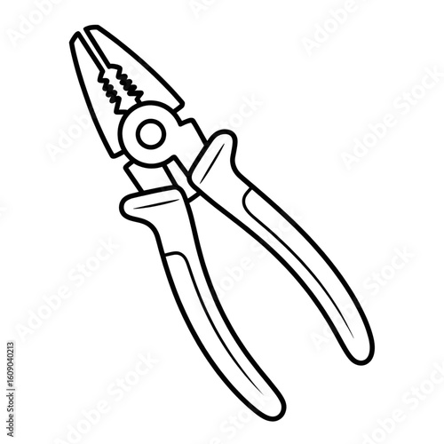 A black and white pliers illustration vector style coloring page 