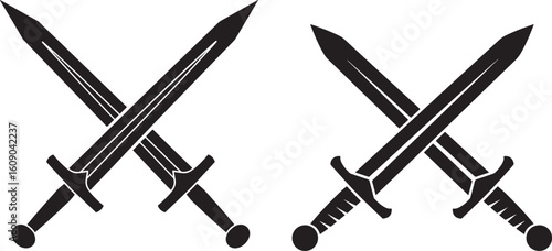 Two crossed swords silhouette for heraldry and design