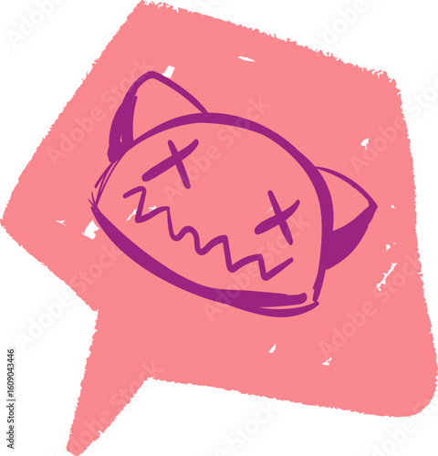Crayon doodle speech bubbles with colorful chalk lines and abstract swear words. Angry expressions, rude symbols, curse shapes. Vector hand drawn conversation cloud with bad, negative emotion
