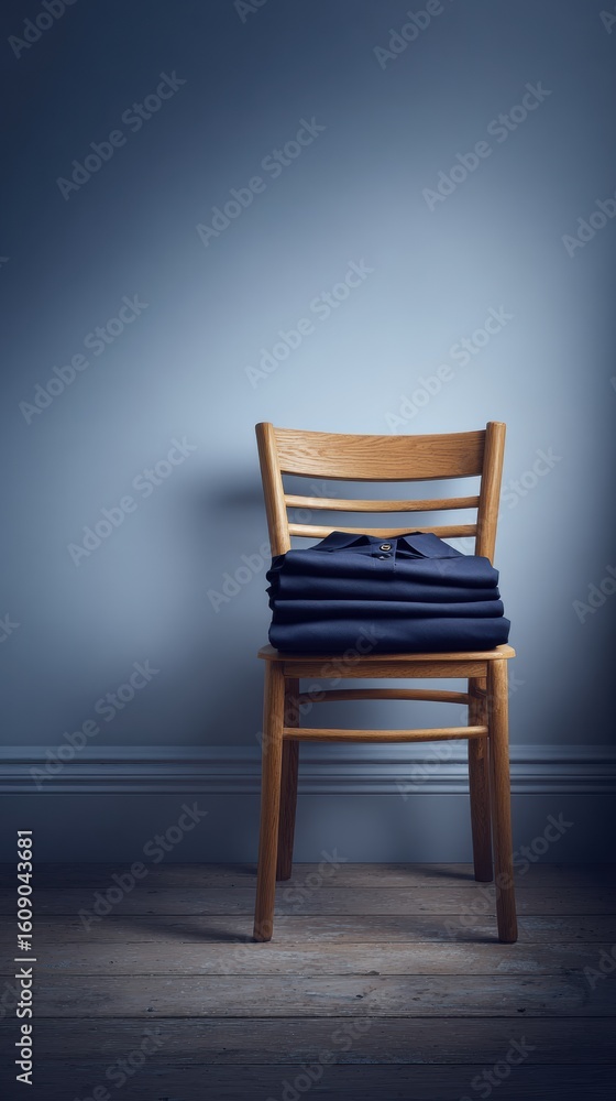 Obraz premium A school uniform folded neatly on a chair in a quiet corner of a room, r back-to-school 