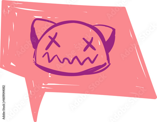 Crayon doodle speech bubbles with colorful chalk lines and abstract swear words. Angry expressions, rude symbols, curse shapes. Vector hand drawn conversation cloud with bad, negative emotion
