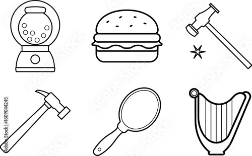 Fast Food and Restaurant Doodle Icon Collection