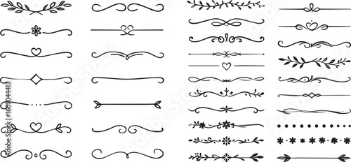 Decorative vintage line borders, elegant design elements vector set of ornate patterns