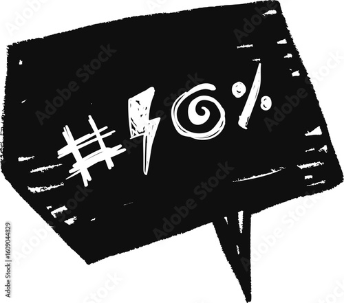 Crayon doodle speech bubbles with colorful chalk lines and abstract swear words. Angry expressions, rude symbols, curse shapes. Vector hand drawn conversation cloud with bad, negative emotion