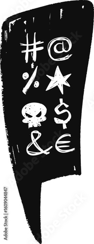 Crayon doodle speech bubbles with colorful chalk lines and abstract swear words. Angry expressions, rude symbols, curse shapes. Vector hand drawn conversation cloud with bad, negative emotion