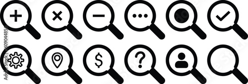 Search Icon vector illustration. Magnifier or loupe sign. Magnifier loupe sign, isolated on transparent background.
