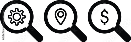 Search Icon vector illustration. Magnifier or loupe sign. Magnifier loupe sign, isolated on transparent background.
