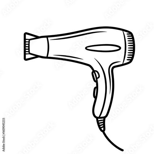 A black and white hair dryer illustration vector style coloring page 