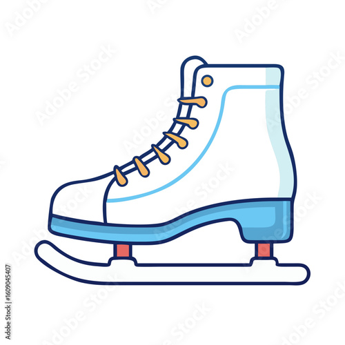 Cartoon illustration of an ice skate with detailed outline and fill colors