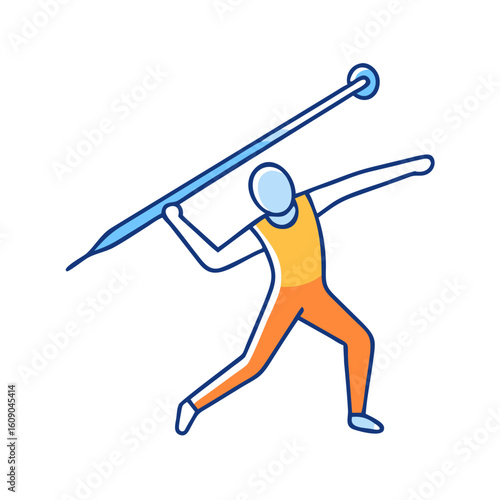 Vector illustration of an athlete throwing a javelin during a sports competition