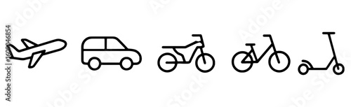 Line drawings of various transportation modes