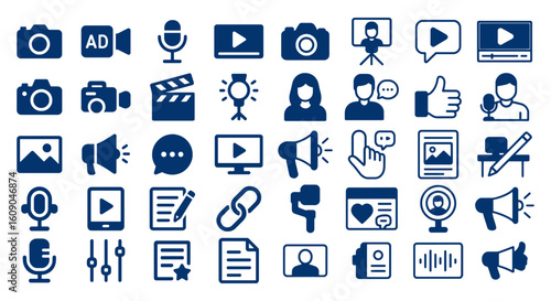 Collection of media and marketing icons set