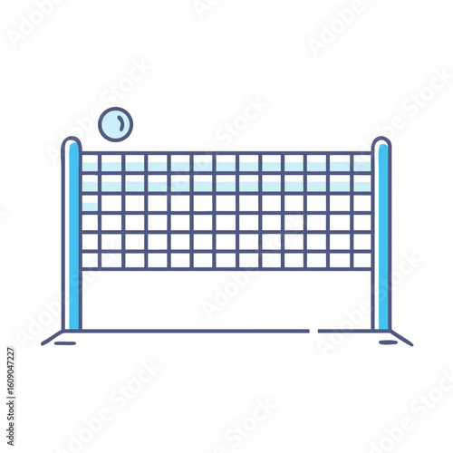 Illustration of a Volleyball net with a ball hovering above it