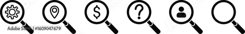 Magnifying glass icon set. Search icon symbol. search icon clip art , zoom in and zoom out symbol, Magnifying glass sign isolated. vector illustration
