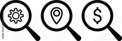 Search Icon vector illustration. Magnifier or loupe sign. Magnifier loupe sign, isolated on transparent background.

