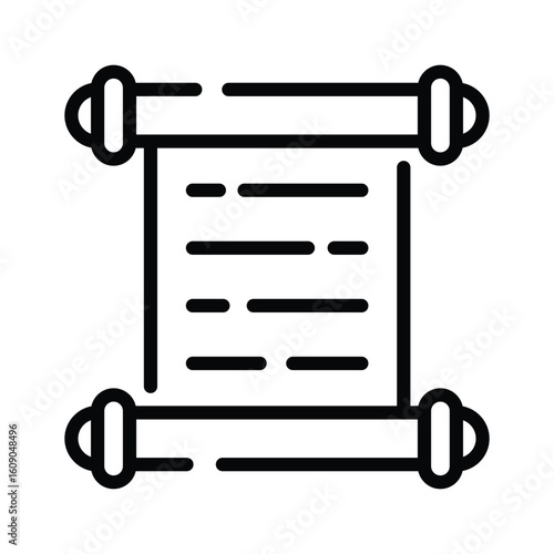 Modern linear icon of ancient rolled parchment scroll