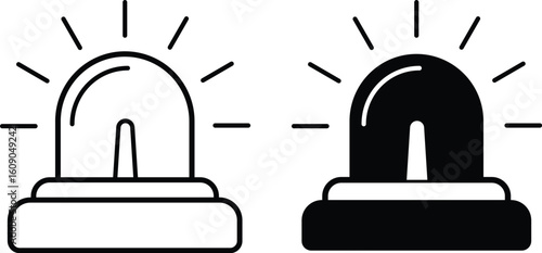 emergency siren vector icon. Siren vector flat icon set. eps 10. Police flasher sirens set realistic. Flasher siren red and blue icons set
