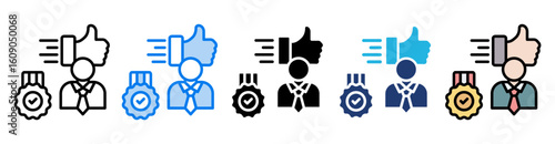 Credibility icon set multiple style collection