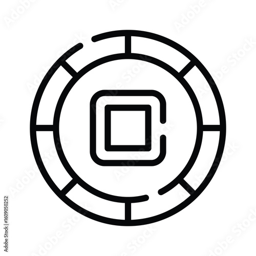 Handy linear icon of rare engraved ancient coin