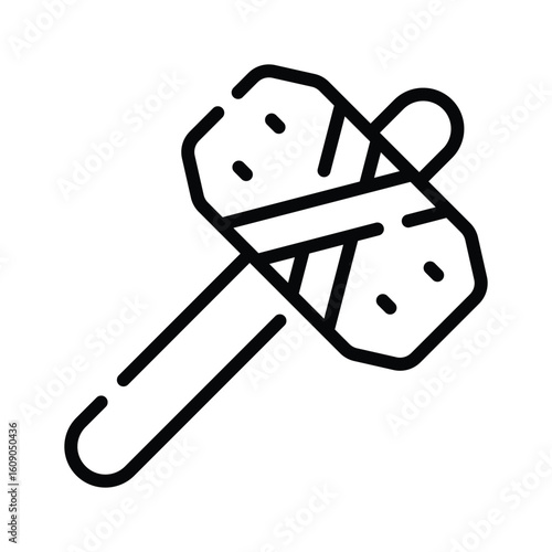 Premium outline style icon of broken stone hammer