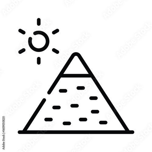 Sleek linear icon of ancient pyramid structure