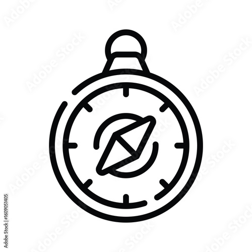 A handy linear icon of round travel compass