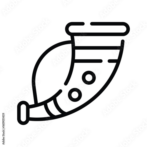Sleek linear icon of decorated war horn