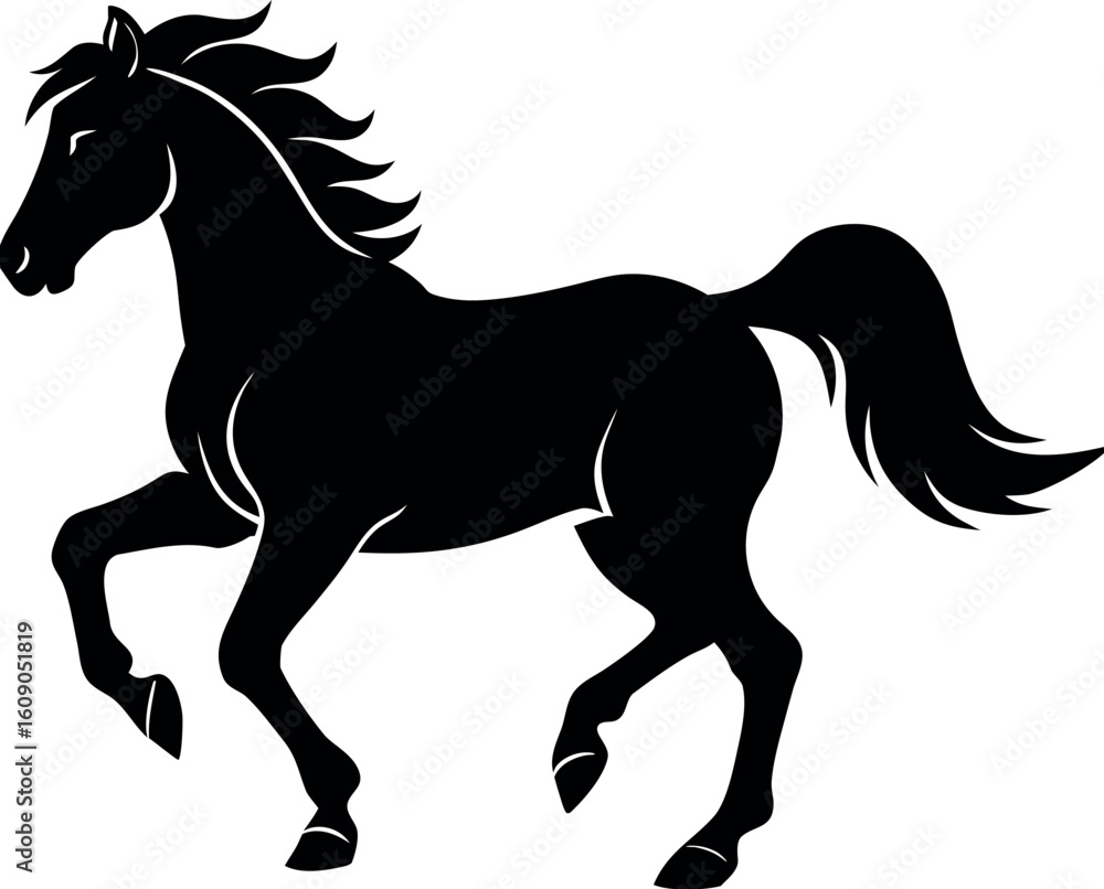 Obraz premium Side Profile Silhouette of a Stallion Captured in Motion.